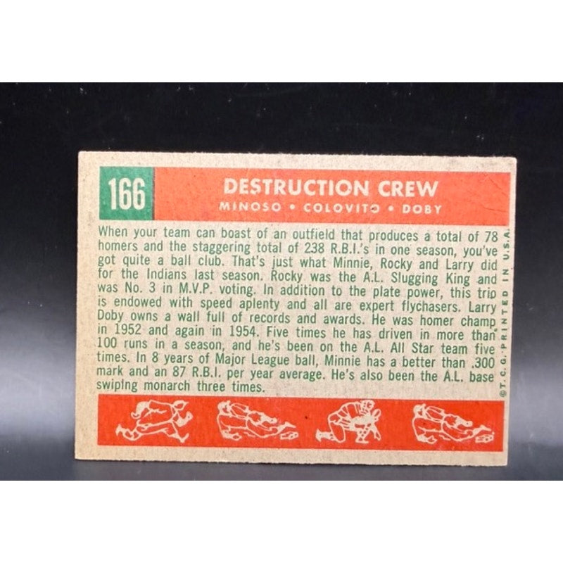 1958 Topps Destruction Crew Larry Doby, Minnie Minoso, Colavito Cleveland Baseball Card, MLB, HOF