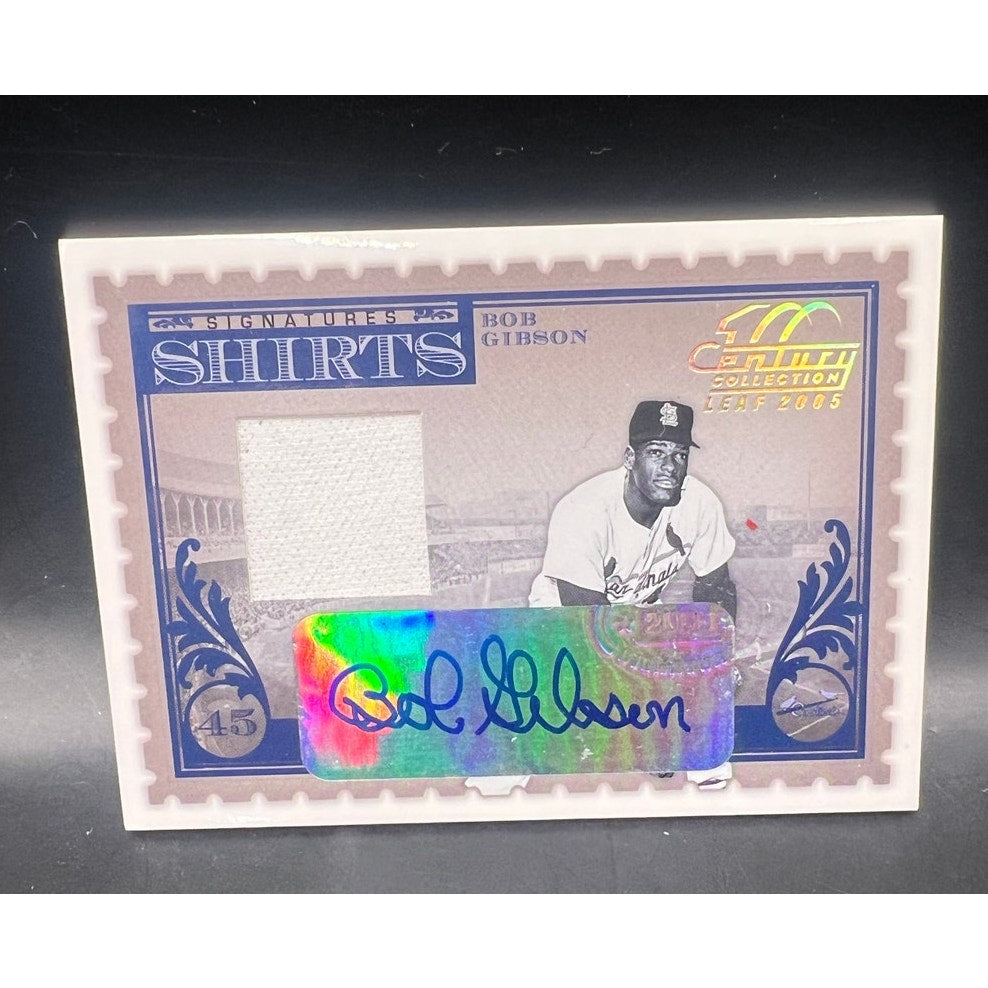 2004 Leaf Century Collection Bob Gibson Auto & Relic 3/5 St Louis Cardinals HOF, Gibby, Cy Young, World Series Champion