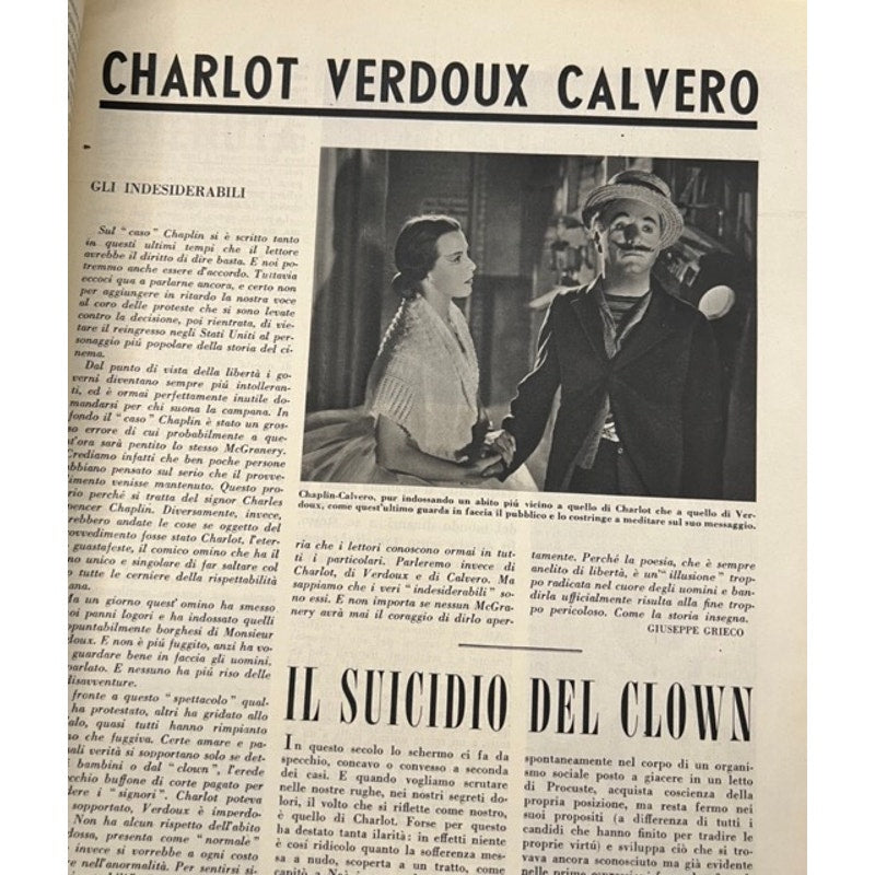 RARE 1952 Italian Charlie Chaplin Magazine Limelight, The Kid, Gold Rush, Tramp, City Lights, Modern Times, Silent Film, Buster Keaton