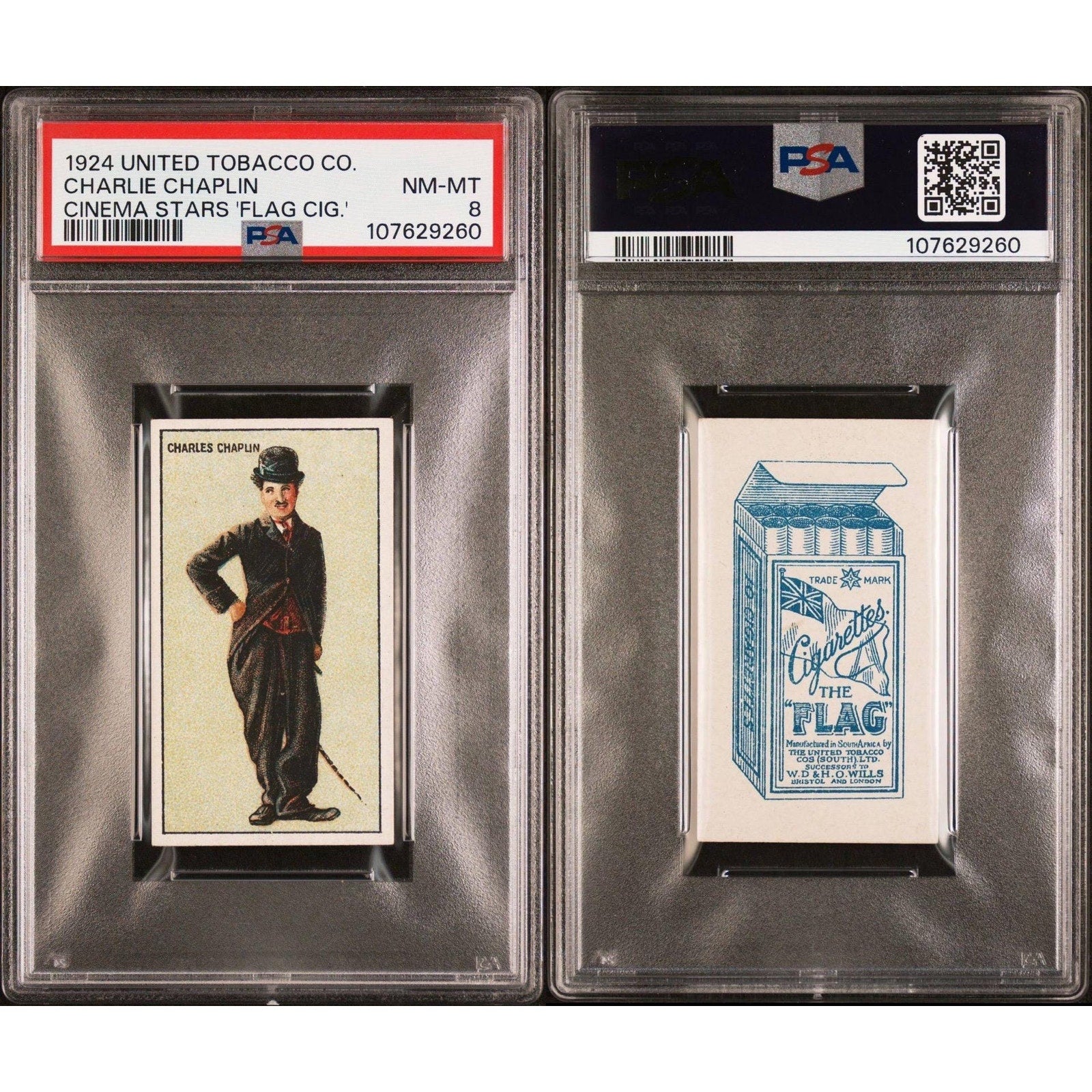 Rare 1924 United Tobacco Charlie Chaplin Tobacco Card PSA 8 Highest Grade!