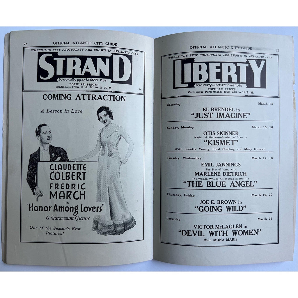 Original 1931 Atlantic City Souvenir Book Charlie Chaplin City Lights Charles Chaplin Little Tramp John Gilbert Barbara Stanwyck Clara Bow