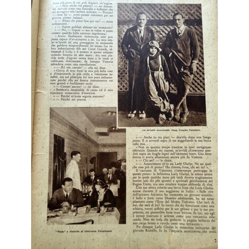 Rare 1933 Italian The Tragic Novel of His Life Rudolph Valentino Magazine Eagle, Son of the Sheik, Blood and Sand, Sainted Devil, Cobra