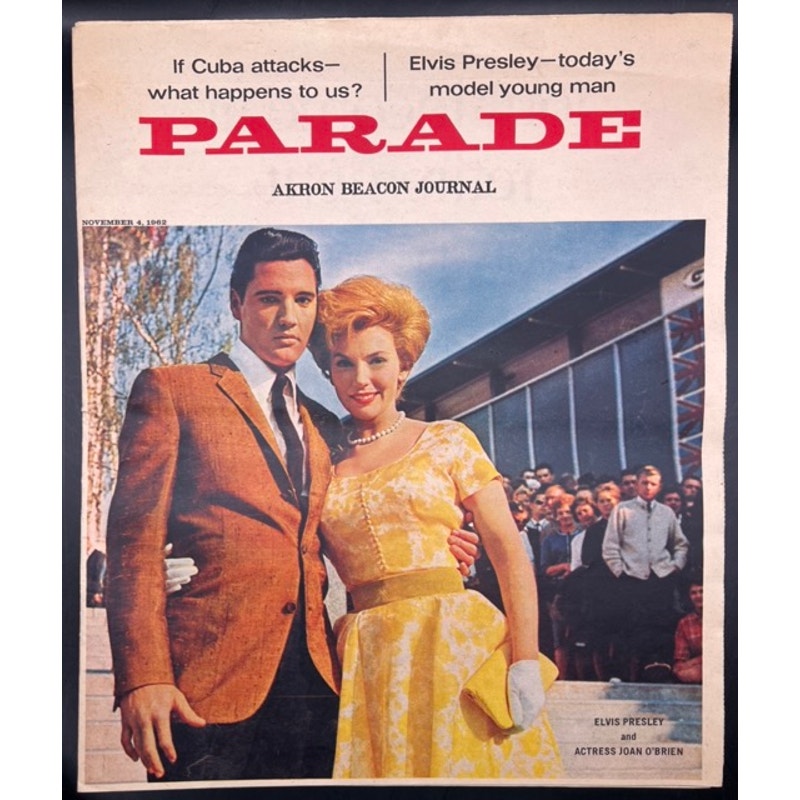 RARE 1962 Local Newspaper Elvis Presley Magazine Parade Akron Graceland, The King, It Happened at the Worlds Fair, Suspicious Minds